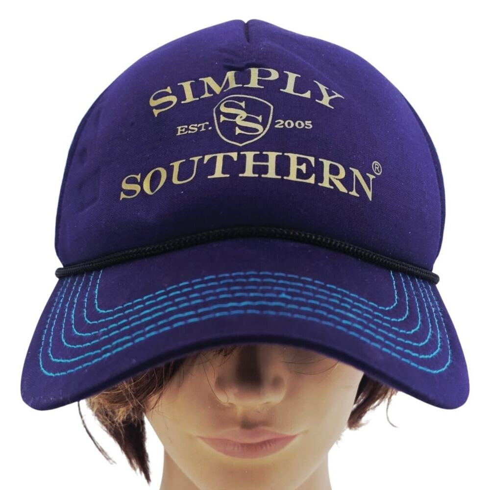 Simply Southern Women's Foam Trucker Hat Cap Mesh Back Navy and Teal Green OS